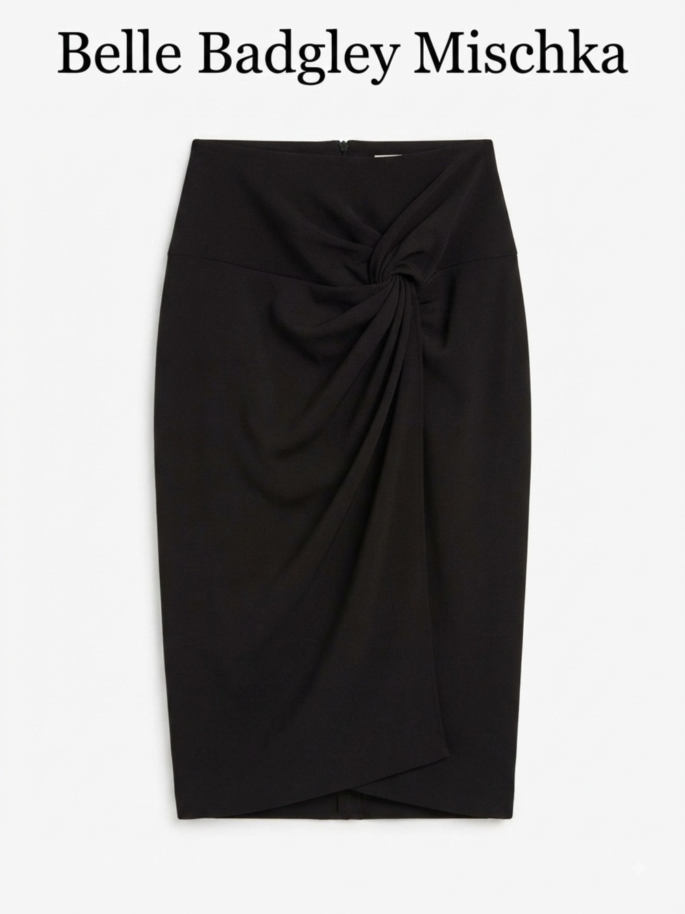 Belle Badgley Mischka Black Knot-Detail Pencil Skirt Size 10 0162